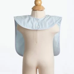 The Yellow Lamb Baby Brookshire Bib - Blue With White Piping