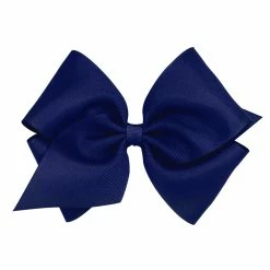 The Yellow Lamb Girls Mini King Bow In Light Navy