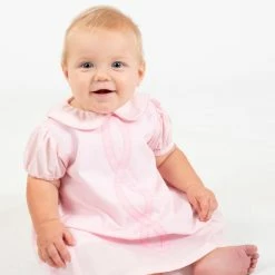The Yellow Lamb Baby Debut Daygown In Pink