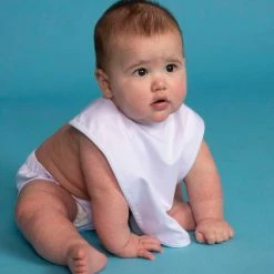 The Yellow Lamb Brookshire Bib - White With Blue Piping