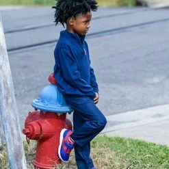 The Yellow Lamb School Uniforms Anthony 1/4 Zip Sweater In Navy