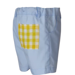 The Yellow Lamb TYL Outlet Alexander Short In Blue With Yellow Gingham Seersucker Pocket