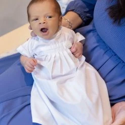 The Yellow Lamb Baby Pembrook Pleated Daygown - White