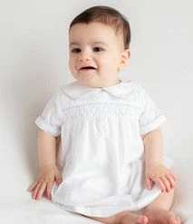 The Yellow Lamb Calloway Daygown - White Piped In Blue