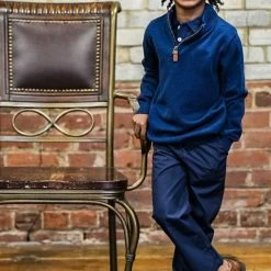 The Yellow Lamb School Uniforms Anthony 1/4 Zip Sweater In Navy