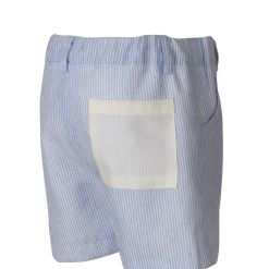 The Yellow Lamb Alexander Short In Blue Seersucker With White Seersucker Pocket