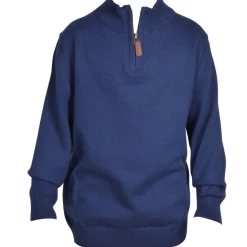 The Yellow Lamb Anthony 1/4 Zip Sweater In Navy - ADULT SIZES
