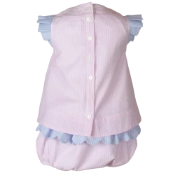 The Yellow Lamb Kaitlyn Shirt And Bloomers In Pink And Blue Seersucker Girls