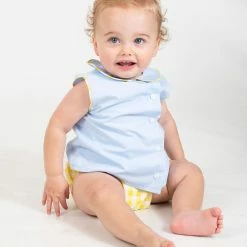 The Yellow Lamb TYL Outlet Avery Shirt And Diaper Cover In Blue And Yellow