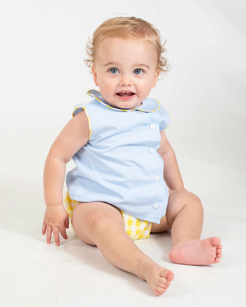 The Yellow Lamb TYL Outlet Avery Shirt And Diaper Cover In Blue And Yellow