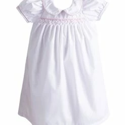 The Yellow Lamb Calloway Daygown - White Piped In Pink