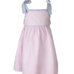 The Yellow Lamb Sophie Sundress In Pink And Blue Seersucker TYL Outlet