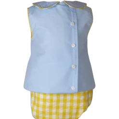 The Yellow Lamb TYL Outlet Avery Shirt And Diaper Cover In Blue And Yellow