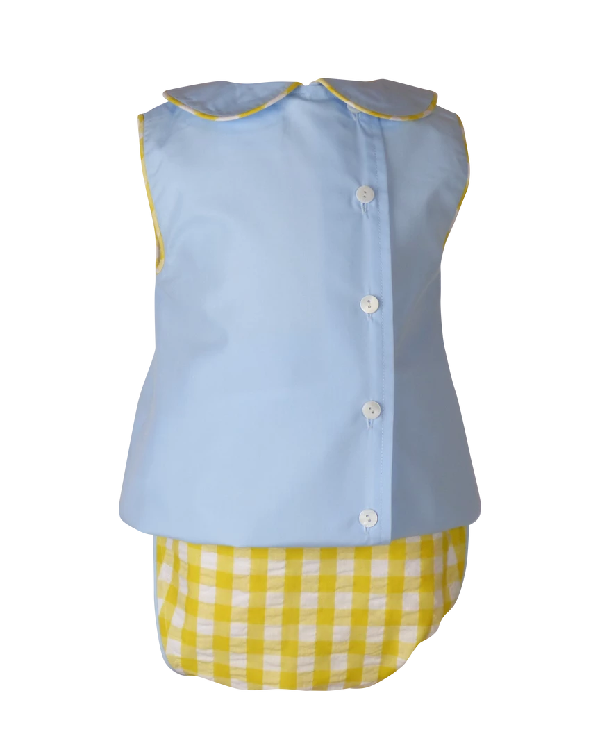 The Yellow Lamb TYL Outlet Avery Shirt And Diaper Cover In Blue And Yellow