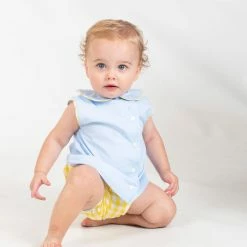 The Yellow Lamb TYL Outlet Avery Shirt And Diaper Cover In Blue And Yellow