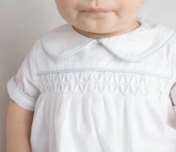 The Yellow Lamb Calloway Daygown - White Piped In Blue