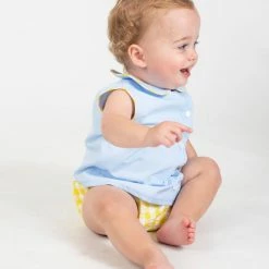 The Yellow Lamb TYL Outlet Avery Shirt And Diaper Cover In Blue And Yellow