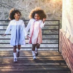 The Yellow Lamb Pennington Dress And Jacket In Blue And White Girls