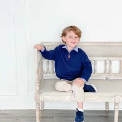 The Yellow Lamb School Uniforms Anthony 1/4 Zip Sweater In Navy